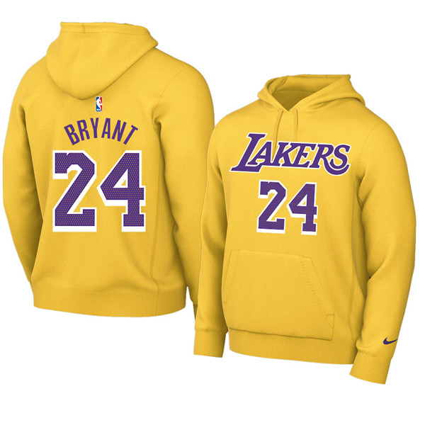 Men's Los Angeles Lakers #24 Kobe Bryan 2021 Yellow Pullover Hoodie